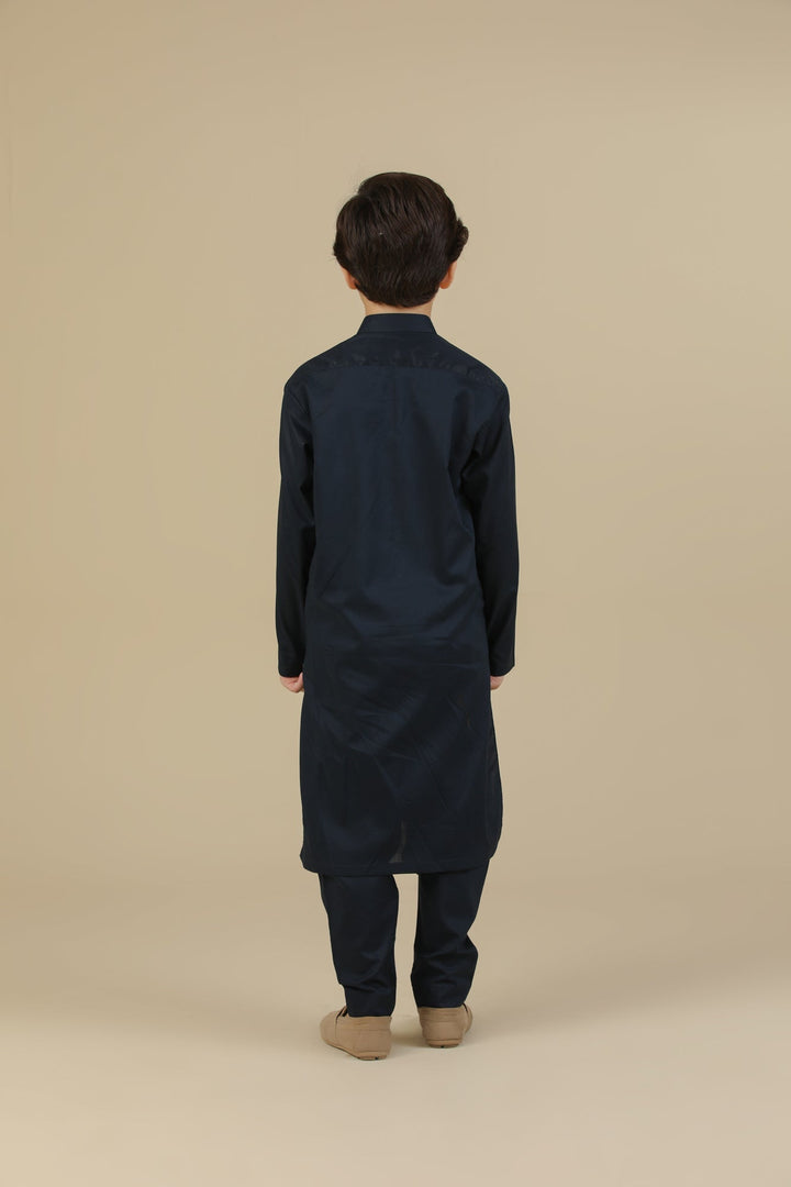 Muraqsh Ready To Wear Solids Cotton Boys Navy Blue Kurta Trouser MUR-NBSCK - Summer Collection