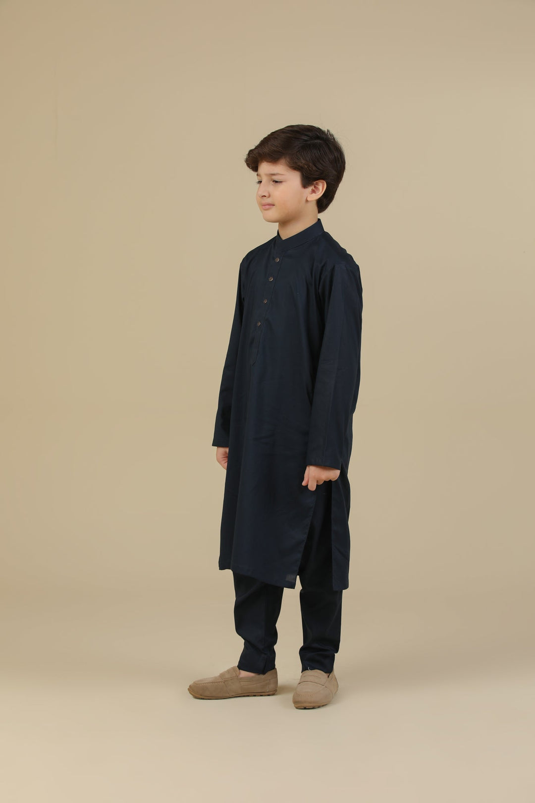 Muraqsh Ready To Wear Solids Cotton Boys Navy Blue Kurta Trouser MUR-NBSCK - Summer Collection