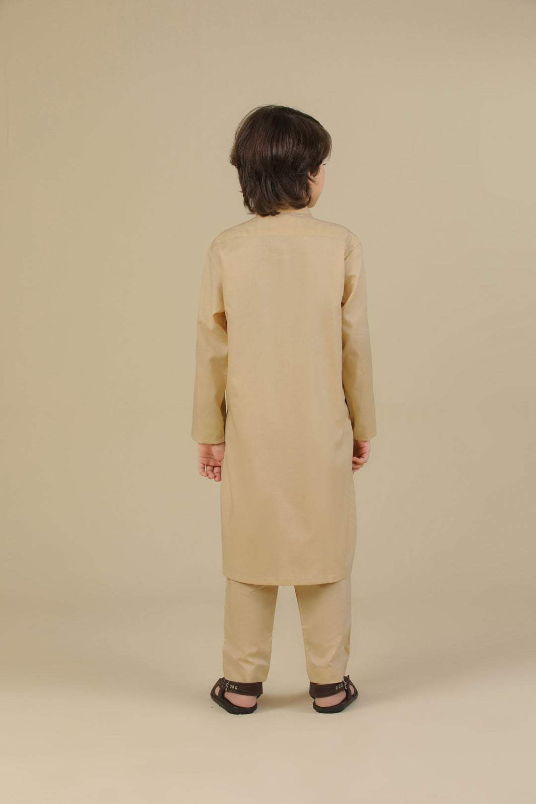 Muraqsh Ready To Wear Solids Cotton Boys Ivory Kurta Trouser MUR-ICKT - Summer Collection