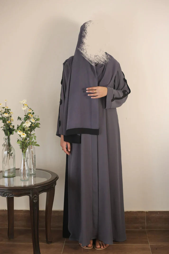Raya by Bibayas Pret Plain Georgett 2 Piece Abaya Lina
