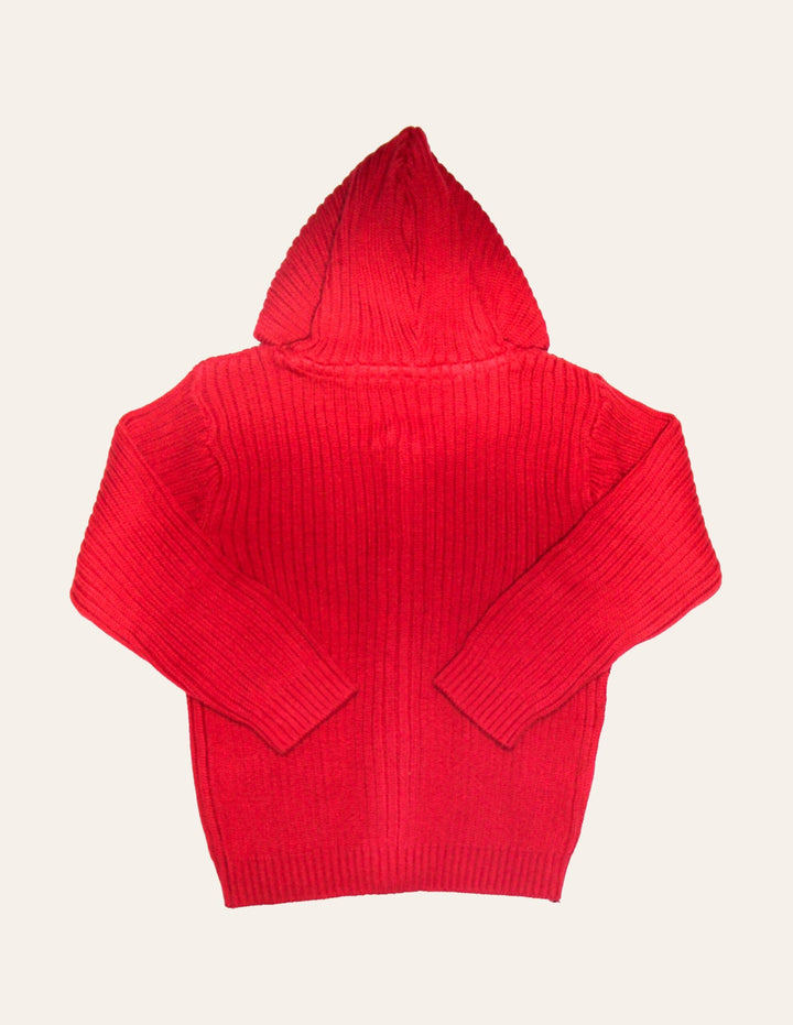 Ixample Pret Solid Cotton 1 Piece Red Cable Zipper Hoody