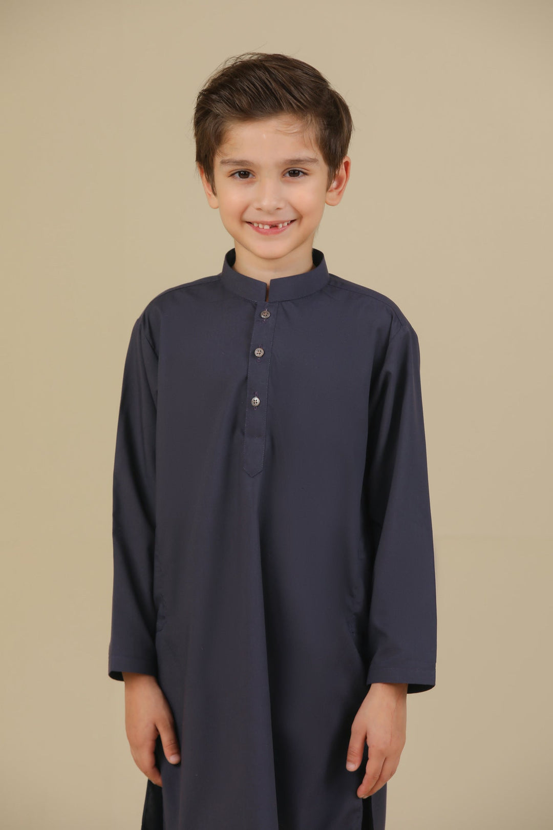 Muraqsh Ready To Wear Solids Cotton Boys Purple Blended Kurta Trouser MUR-PKT-K - Summer Collection
