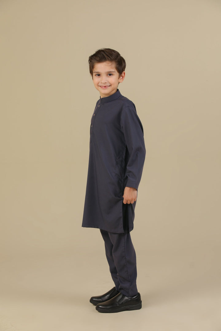 Muraqsh Ready To Wear Solids Cotton Boys Purple Blended Kurta Trouser MUR-PKT-K - Summer Collection