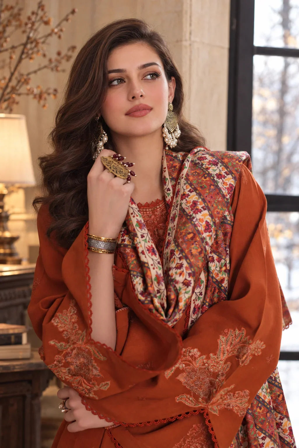 Noor by Saadia Asad Unstitched Embroidered Linen 3 Piece Suit SA26UNL D10 B - Winter Collection