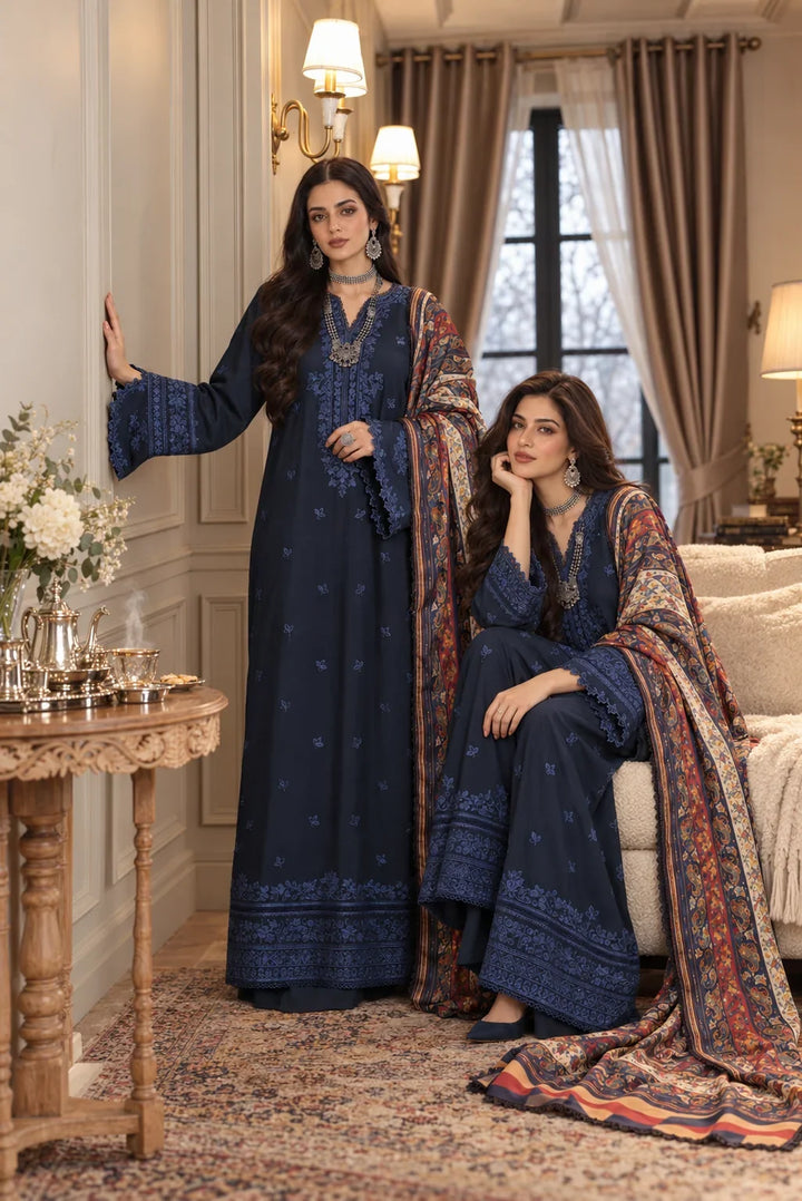 Noor by Saadia Asad Unstitched Embroidered Linen 3 Piece Suit SA26UNL D7 A - Winter Collection