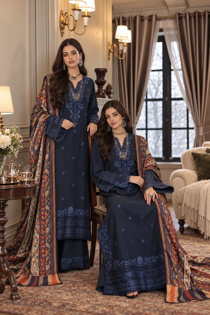 Noor by Saadia Asad Unstitched Embroidered Linen 3 Piece Suit SA26UNL D7 A - Winter Collection