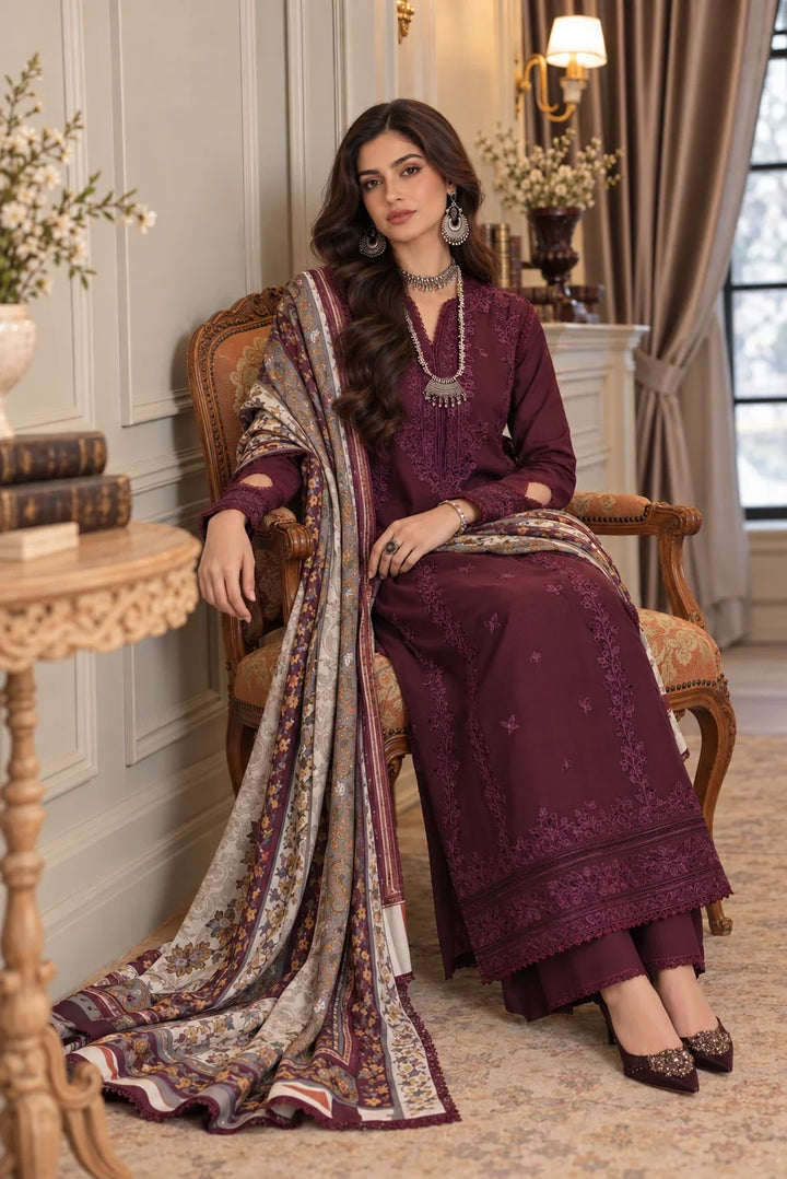 Noor by Saadia Asad Unstitched Embroidered Linen 3 Piece Suit SA26UNL D7 B - Winter Collection