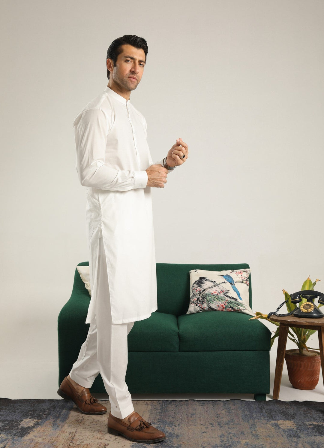 Muraqsh Ready To Wear Solids  Men Off White Soft Cotton Kurta Shalwar MUR-OWCKS - Summer Collection