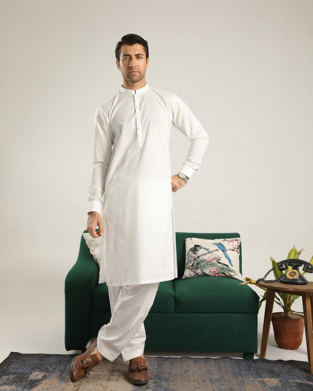 Muraqsh Ready To Wear Solids  Men Off White Soft Cotton Kurta Shalwar MUR-OWCKS - Summer Collection