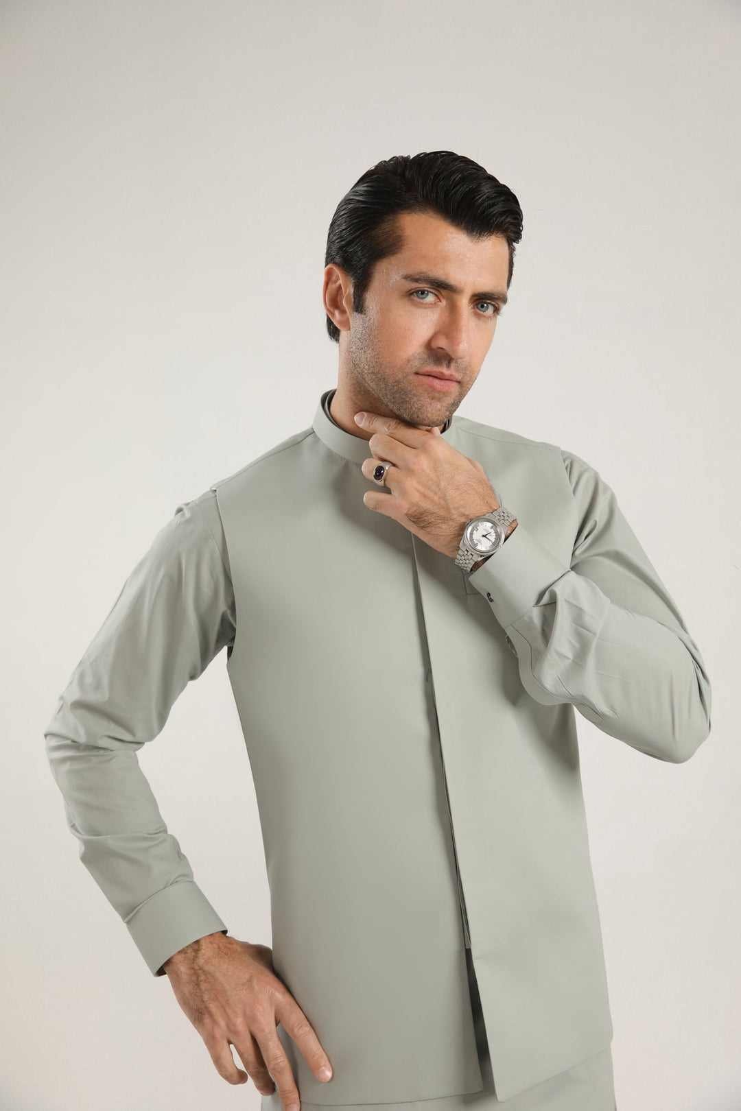 Muraqsh Ready To Wear Solids  Men Light Mint Soft Cotton Waistcoat MURMSCW - Summer Collection