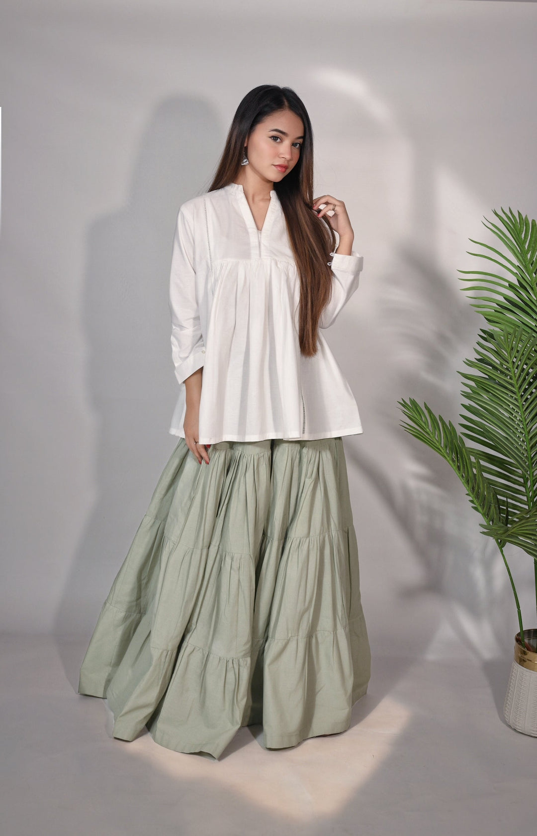 Urban Cut RTW Solids Cotton 1 Piece Green Maxi Casual Collection