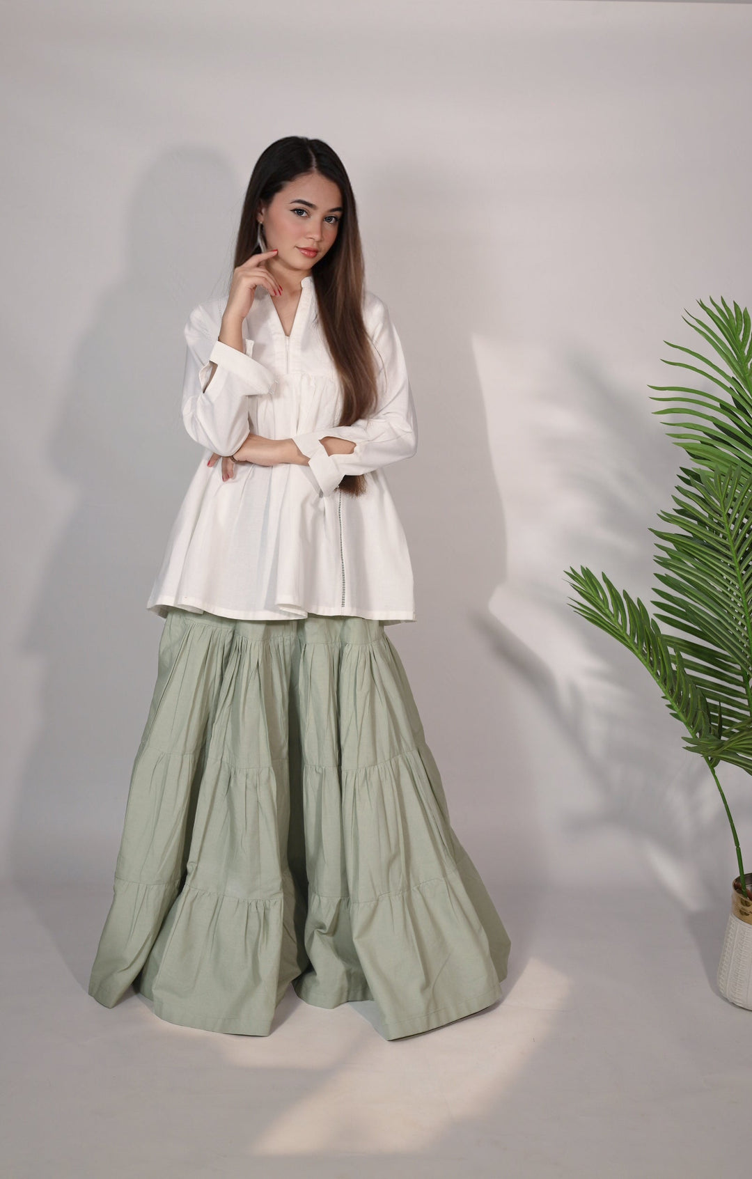 Urban Cut RTW Solids Cotton 1 Piece Green Maxi Casual Collection