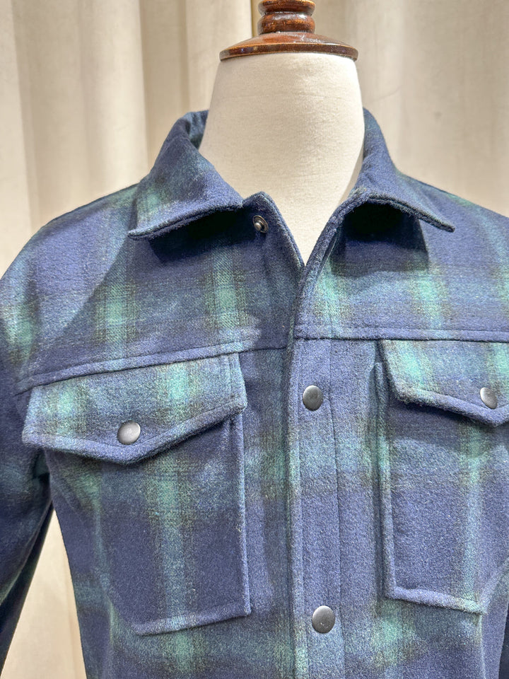Muraqsh Ready To Wear Solids Cotton Men Blue Check Wool Coat ABD-BTWC - Summer Collection