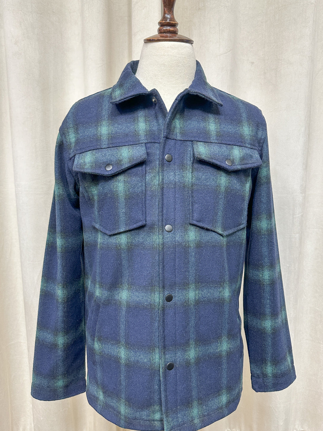 Muraqsh Ready To Wear Solids Cotton Men Blue Check Wool Coat ABD-BTWC - Summer Collection