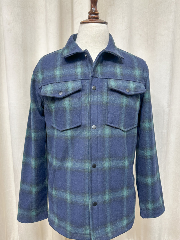 Muraqsh Ready To Wear Solids Cotton Men Blue Check Wool Coat ABD-BTWC - Summer Collection