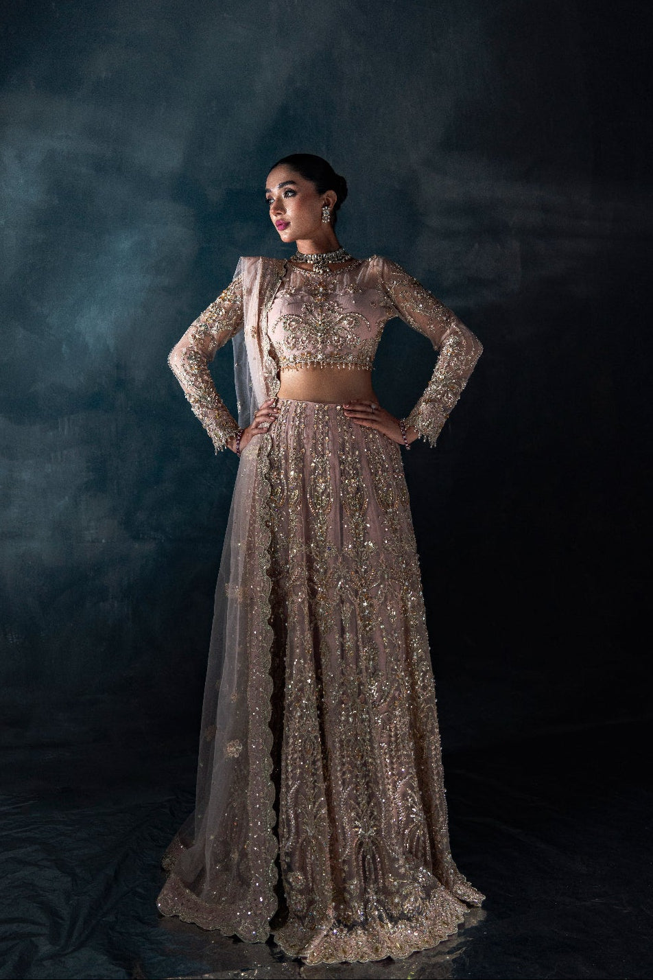 Reve Dore by Enzo RTW Hand work Bareeze Net 3 Piece Suit MAEVE Wedding Collection