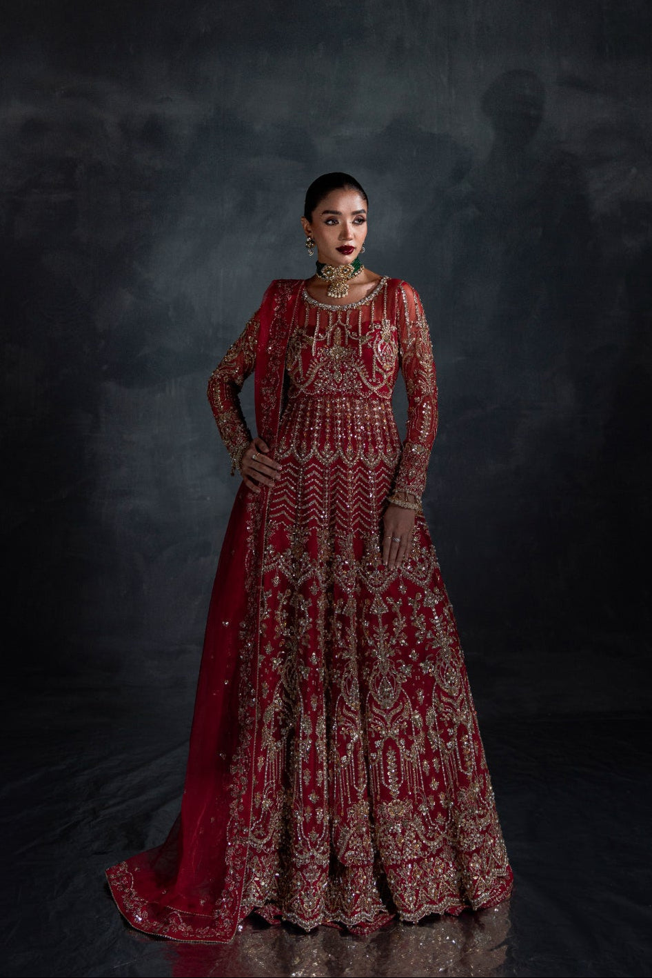Reve Dore by Enzo RTW Hand work Bareeze Net 3 Piece Suit ELOURA Wedding Collection
