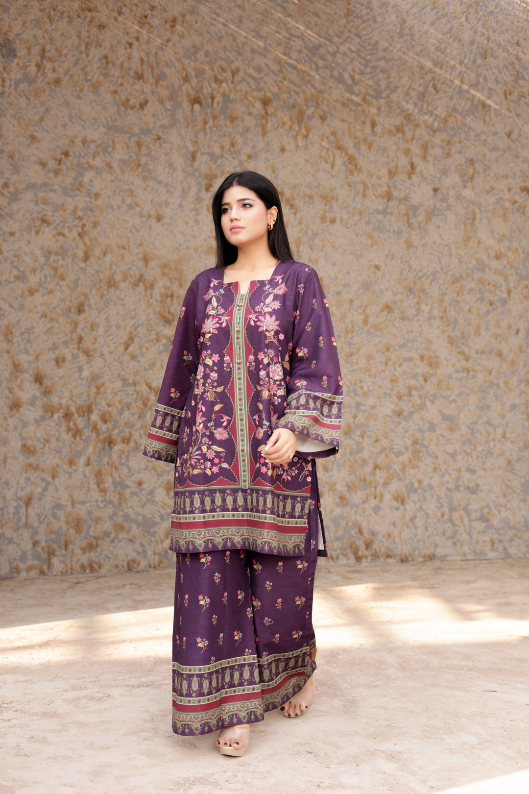 Firdous Women Pret Printed Cotton 2 Piece Royal Purple ATP-33 - Summer Collection