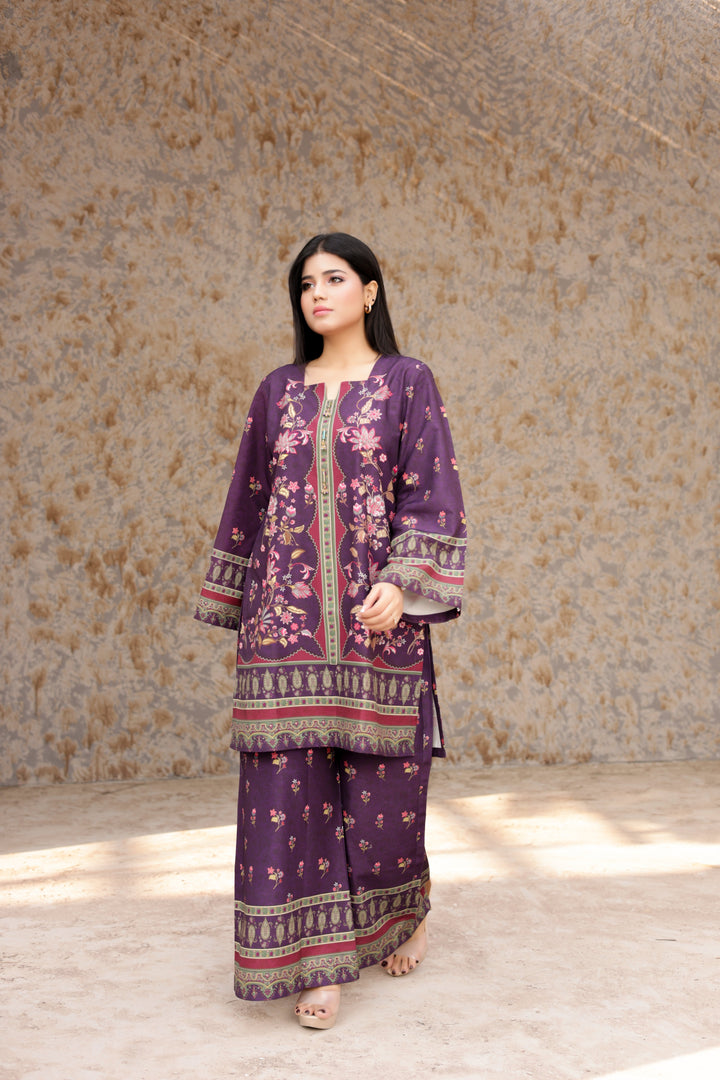 Firdous Women Pret Printed Cotton 2 Piece Royal Purple ATP-33 - Summer Collection