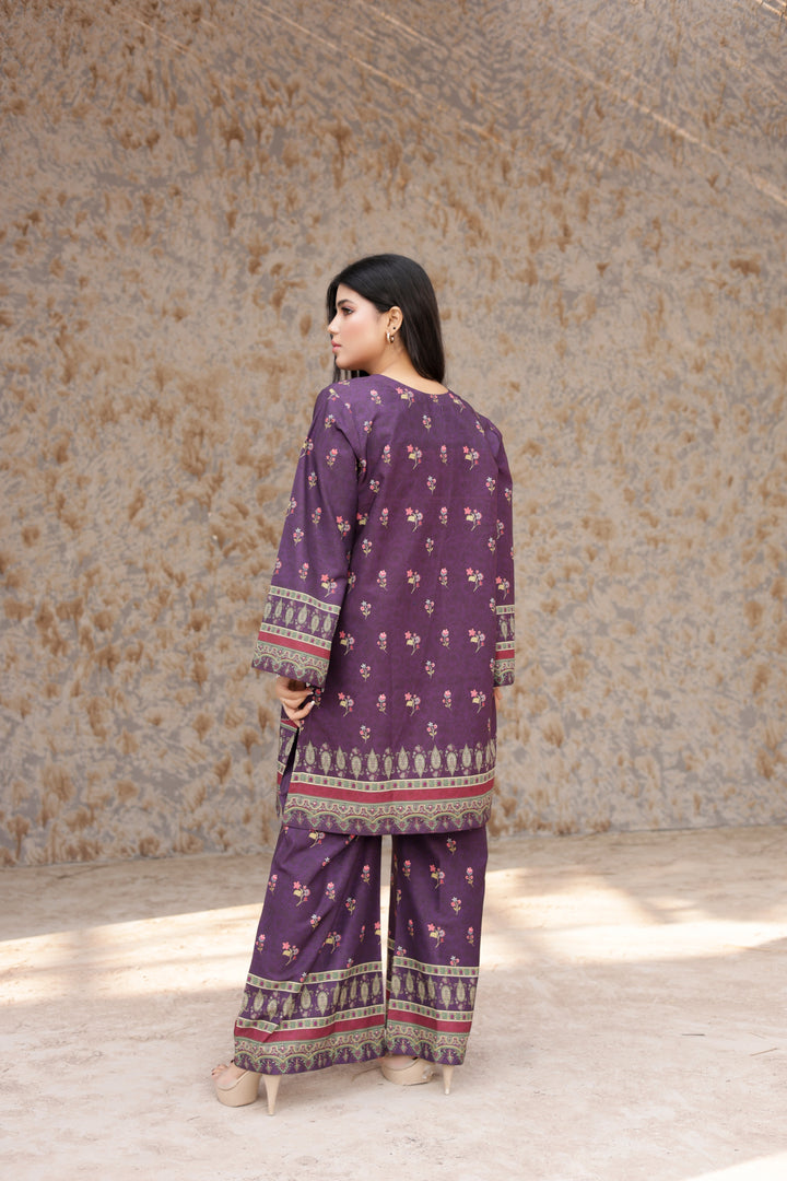 Firdous Women Pret Printed Cotton 2 Piece Royal Purple ATP-33 - Summer Collection