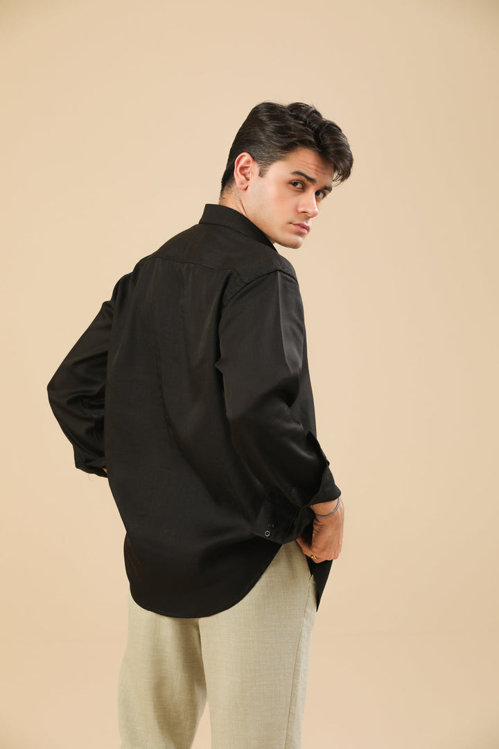 Muraqsh Ready To Wear Solids Poplin Men Black Poplin Shirt ABD-BPS - Summer Collection