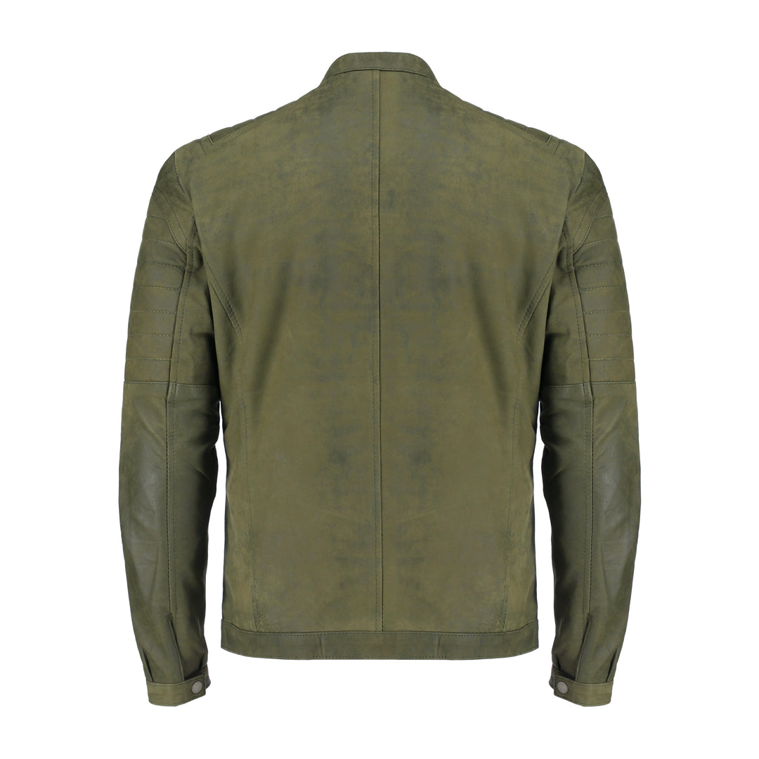 Mens Green Classic Fashion Buff Soft Real Leather Jacket