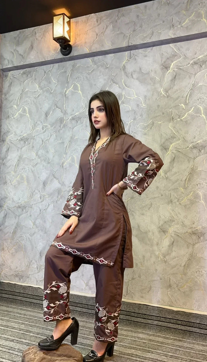 Urban Cut RTW Embroidered Cotton Co-Ord Sets Suit C-46 - Casual Collection