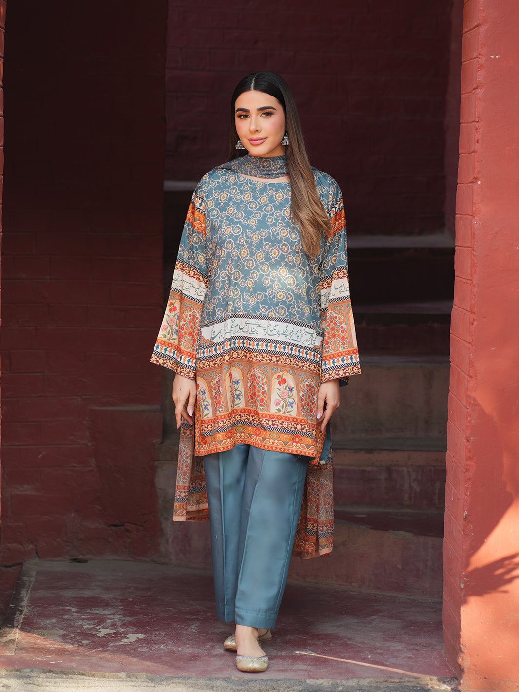 TNG Women Luxury Pret Printed Crepe 3 Piece Suit Mehraab - Casual Collection