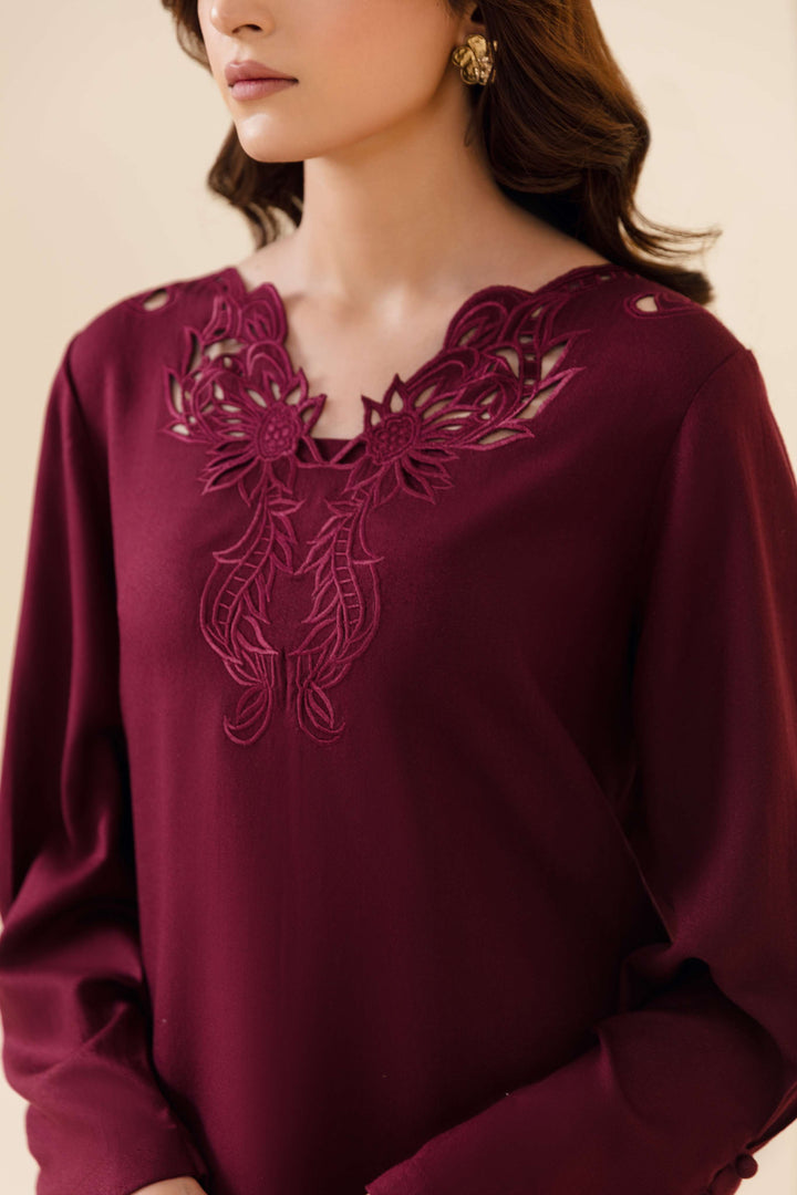 Manara by Maria Pret Wardrobe Embroidered 2 Piece Maroon Karandi Mahveen - Winter Collection