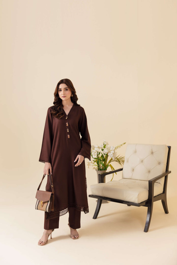 Manara by Maria Pret Wardrobe Embroidered 2 Piece Brown Dhanak Velora - Winter Collection