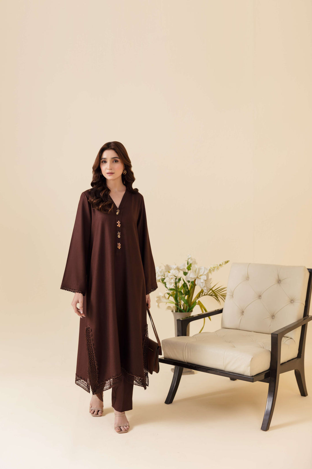 Manara by Maria Pret Wardrobe Embroidered 2 Piece Brown Dhanak Velora - Winter Collection