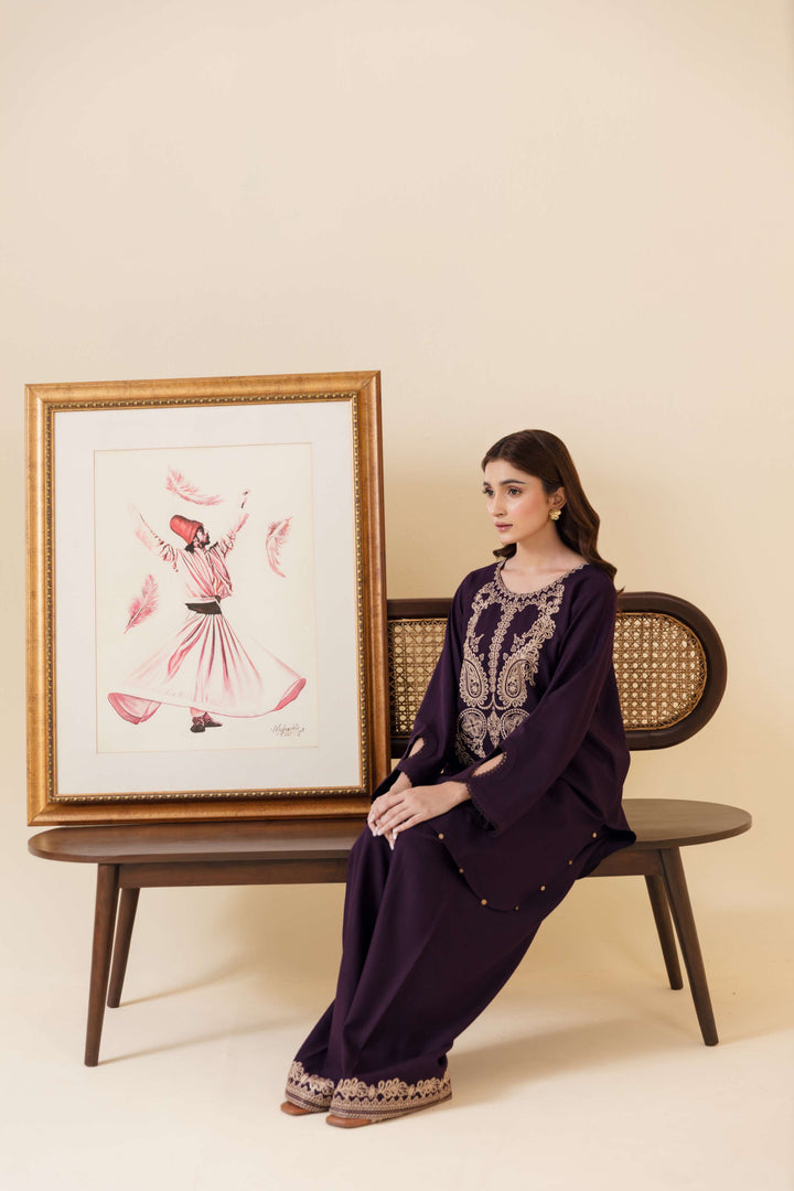 Manara by Maria Pret Wardrobe Embroidered 2 Piece Blue Dhanak Zavya - Winter Collection