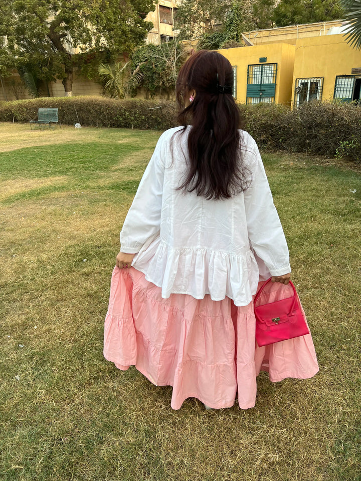 Urban Cut RTW Solids Cotton 1 Piece White Peplum Shirt Casual Collection