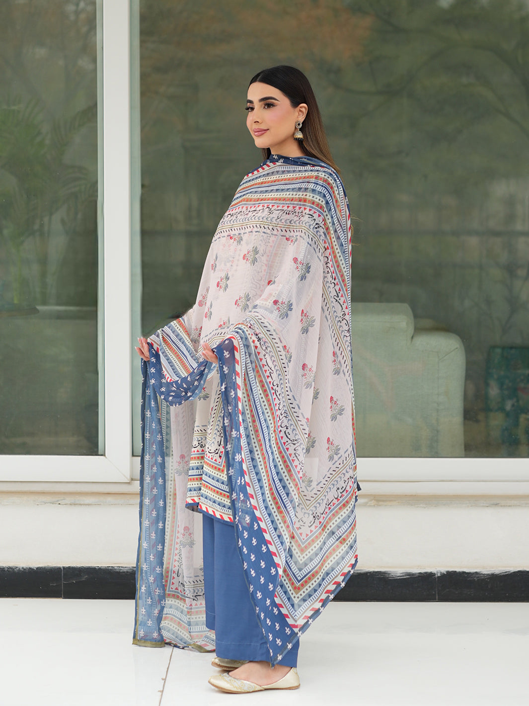 TNG Women Luxury Pret Printed Crepe 3 Piece Suit Asbaab - Casual Collection