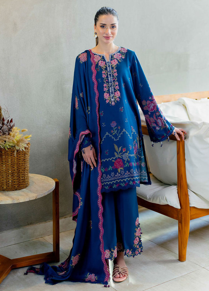 Cross Stitch Embroidered Cotton Satin Suits Unstitched 3 Piece CS25SU Ink Bloom - Winter Collection