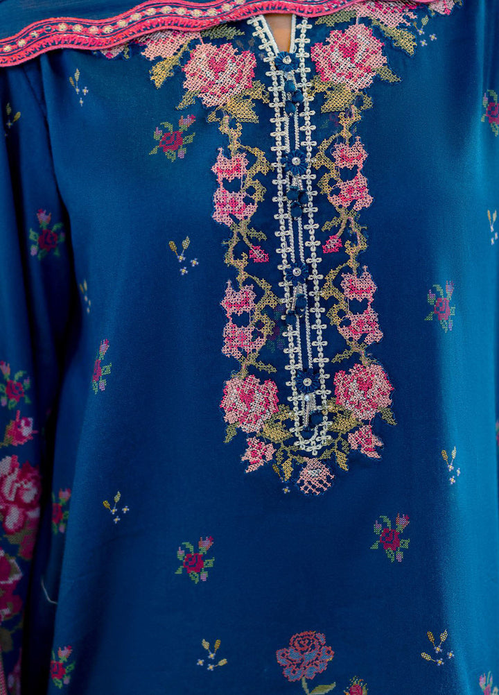 Cross Stitch Embroidered Cotton Satin Suits Unstitched 3 Piece CS25SU Ink Bloom - Winter Collection