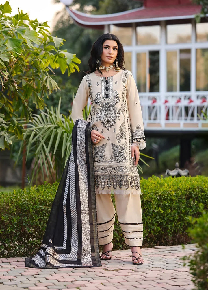 Menaal Unstitched Embroidered Lawn 3 Piece Suit ML26ULS IVORY ELEGANCE - Festive Collection