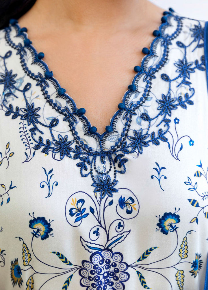 Cross Stitch Embroidered Cotton Satin Suits Unstitched 3 Piece CS25SU Ivory Orchid - Winter Collection