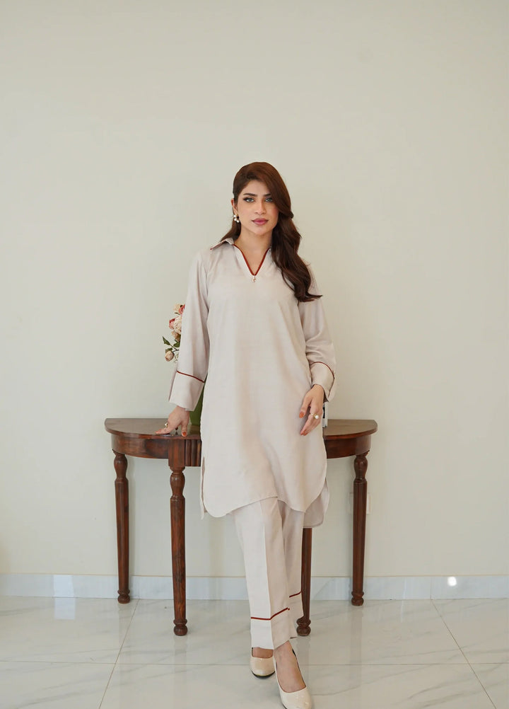 Luxe by Menaal RTW Solids Viscose Lawn 2 Piece Suit IVORY - Casual Collection