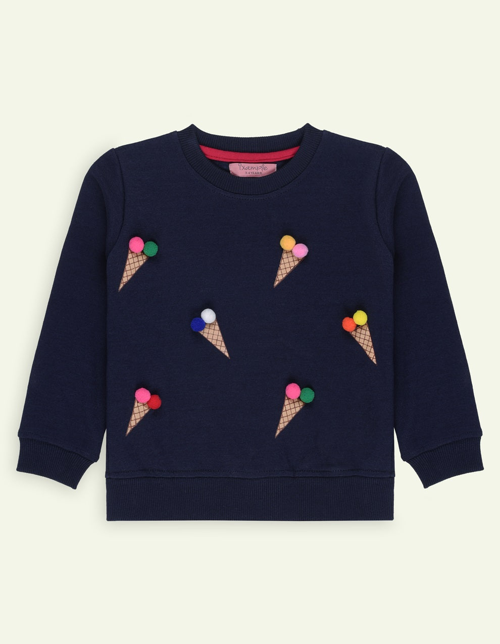 Ixample Kids Pret 2 Piece Hand work Set Navy Waffle Sweatshirt And Trouser - Winter Collection