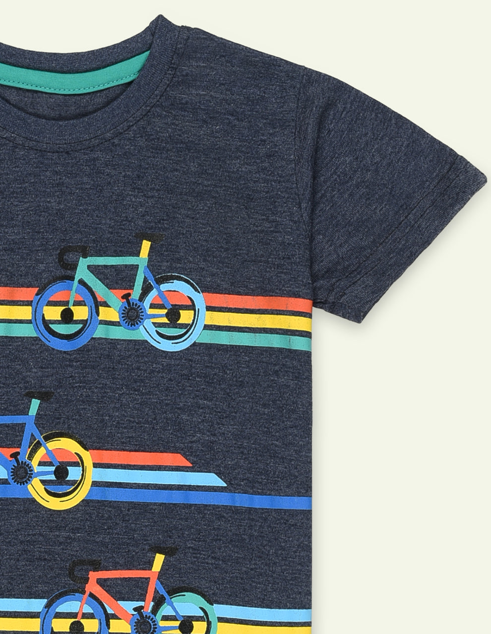 Ixample Boys RTW Printed Jersey 1 Piece Melange Bicycle Graphic Tee - Casual Collection