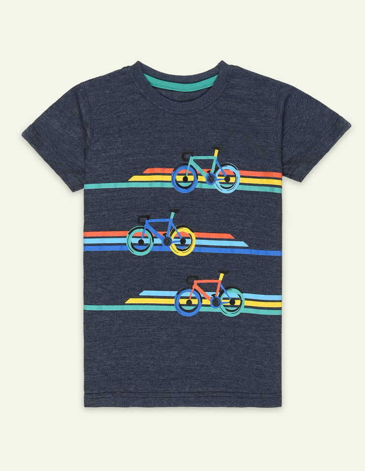 Ixample Boys RTW Printed Jersey 1 Piece Melange Bicycle Graphic Tee - Casual Collection