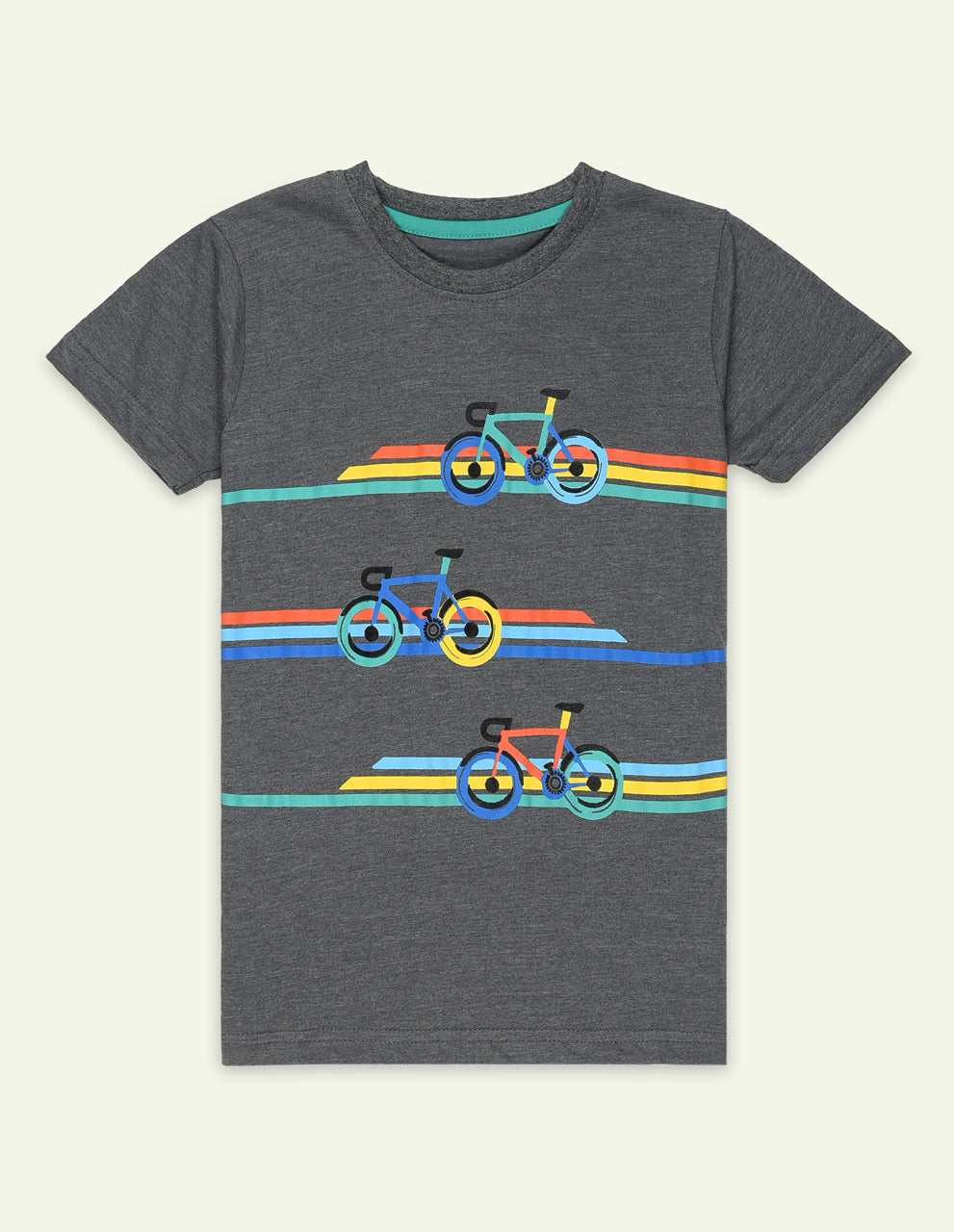 Ixample Boys RTW Printed Jersey 1 Piece Dark Grey Bicycle Graphic Tee - Casual Collection