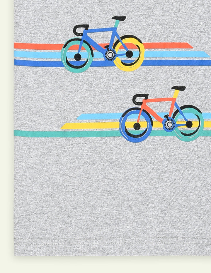 Ixample Boys RTW Printed Jersey 1 Piece Heather Grey Bicycle Graphic Tee - Casual Collection