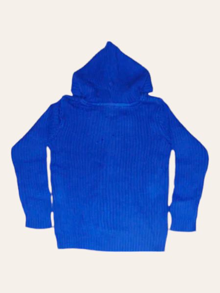 Ixample Pret Solid Cotton 1 Piece Blue Cable Zipper Hoody