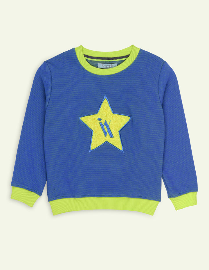 Ixample Kids Pret 1 Piece Embroidered Blue Star Sweatshirt - Winter Collection