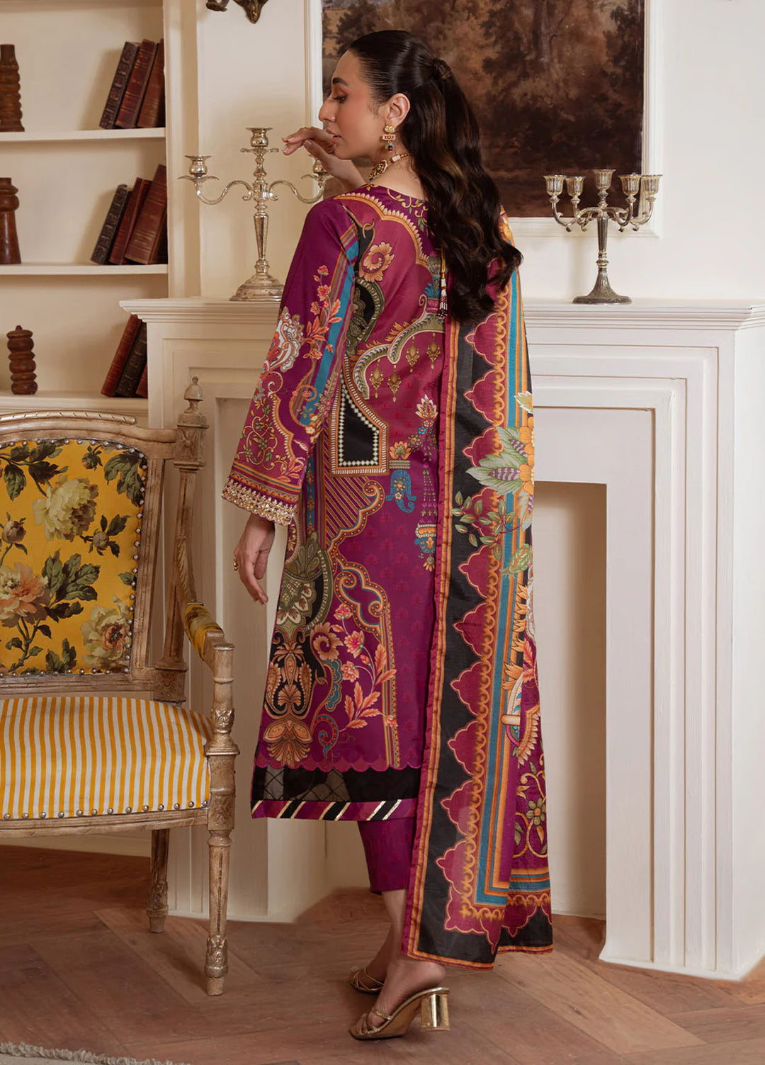 Veloure by Gulaal Embroidered Silk Suits Unstitched 3 Piece GL25VU GS - 02 Imperial Plum - Festive Collection