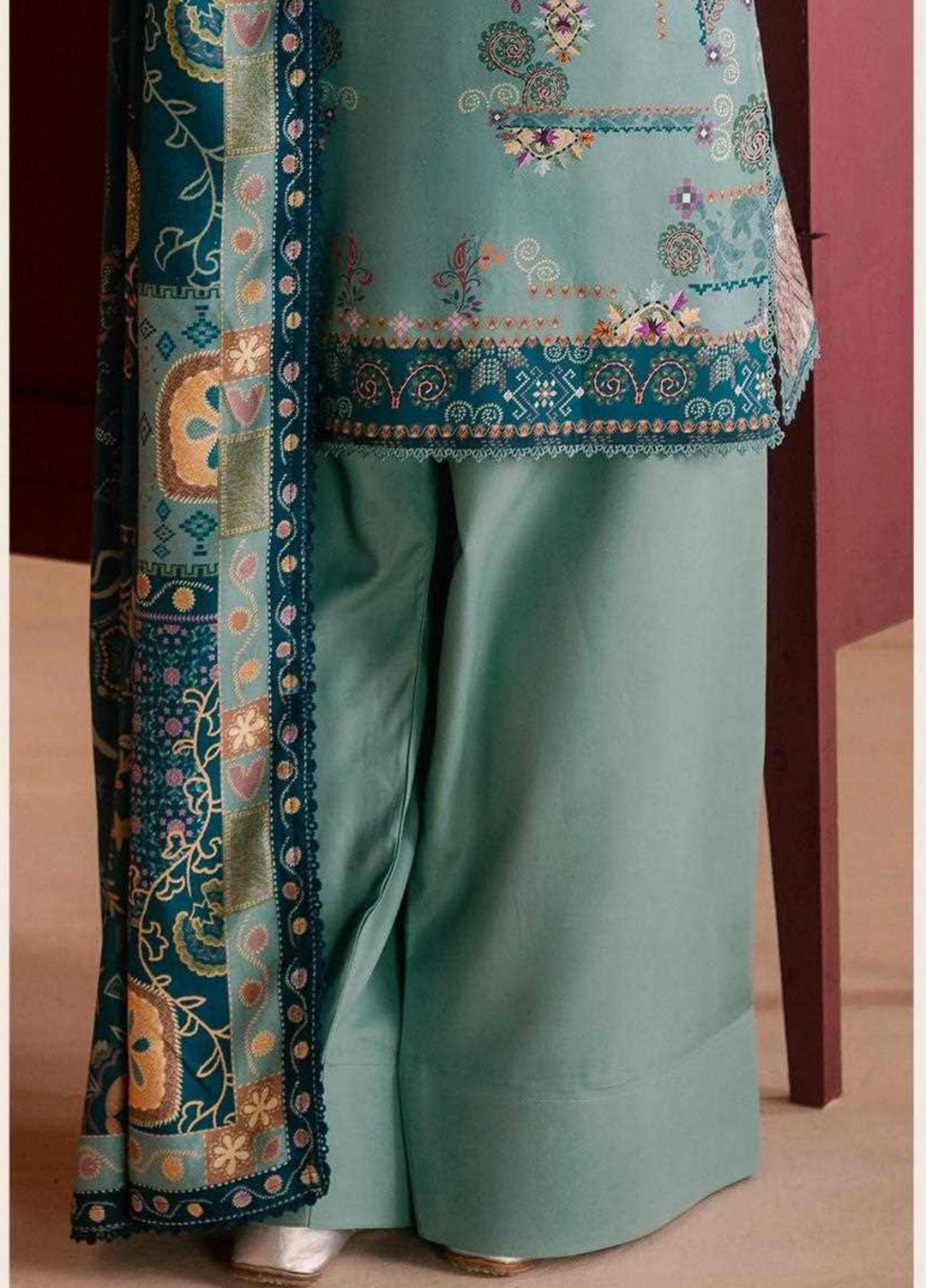 One Nation by Florent Unstitched Embroidered Viscose 3 Piece Suit FL26UON Inara - Casual Collection