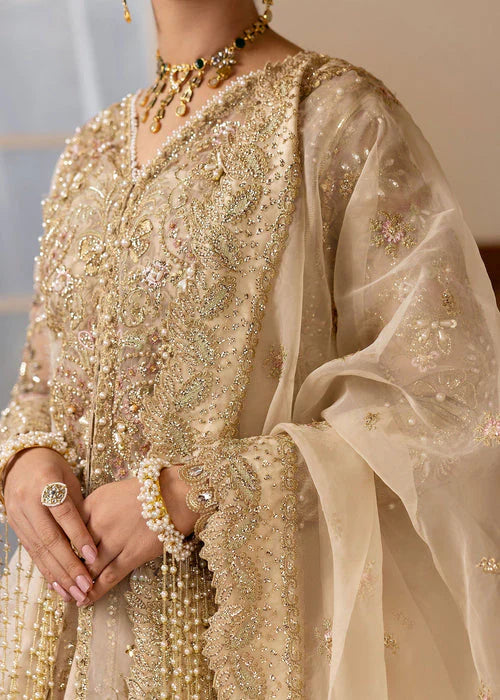 Siraa by Sadaf Fawad Khan Unstitched Suits 3 Piece SDF25SF Ivory Celeste - Formals Collection