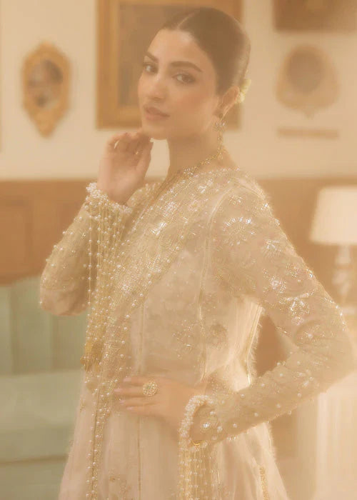 Siraa by Sadaf Fawad Khan Unstitched Suits 3 Piece SDF25SF Ivory Celeste - Formals Collection
